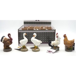 Set 5 pz - cigno, gallina, tacchino, gallo, anatra