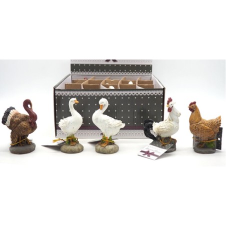 Set 5 pz - cigno, gallina, tacchino, gallo, anatra