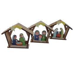 Capanna con Natività in legno cm. 10