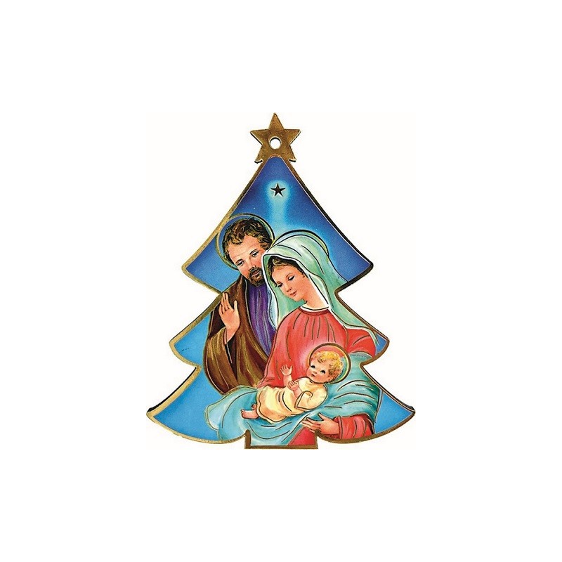 Alberello in legno con Natività da appendere