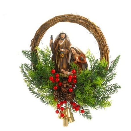 Ghirlanda con natività e campanelli Ø cm. 30