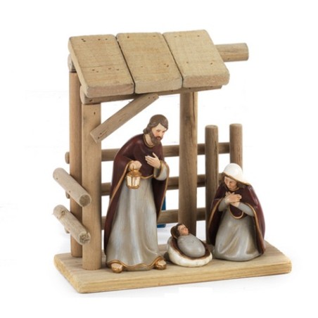 Natività con capanna stilizzata cm. 20
