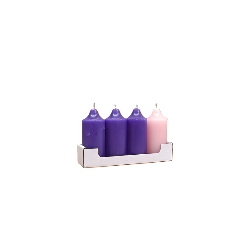 Set 4 candele per l'Avvento Ø cm. 5 altezza cm. 12