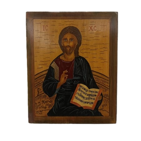 Icona rumena Cristo Maestro e Giudice dipinta su legno cm. 24,5x30