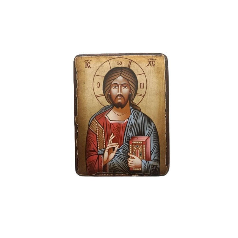 Icona rumena "Cristo Pantocratore" cm. 14x18