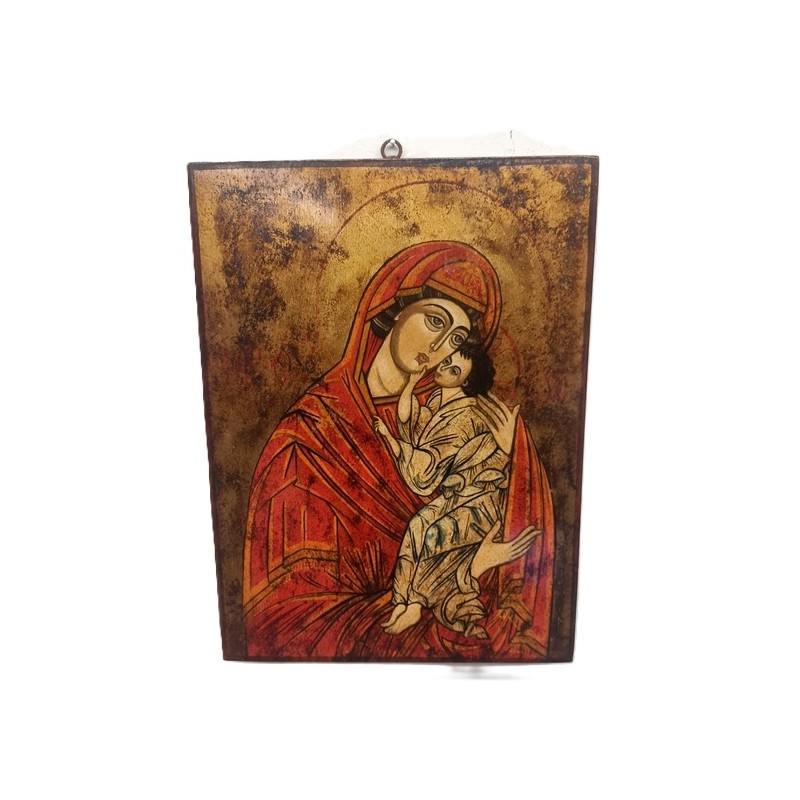 Icona rumena Madre di Dio Jaroslavskaja cm. 29x40