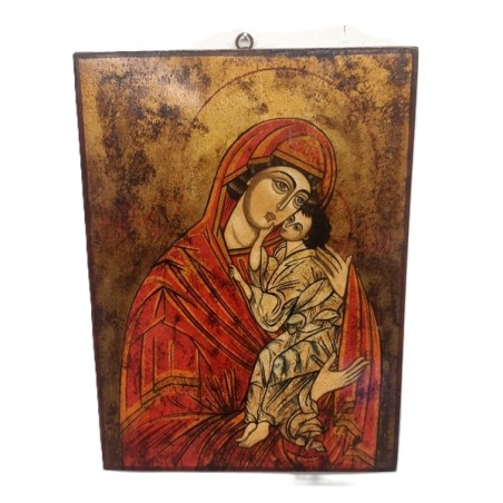 Icona rumena Madre di Dio Jaroslavskaja cm. 29x40