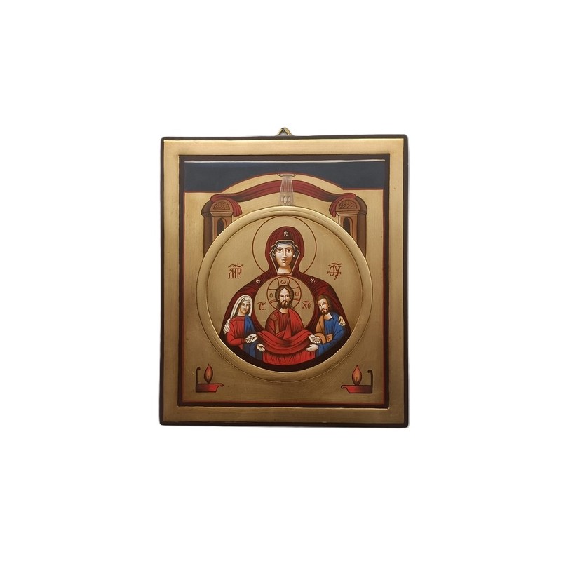 Icona rumena Vergine dell'Alleanza "Icona degli Sposi" diipinta su legno  cm. 23x28