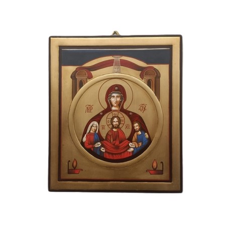 Icona rumena Vergine dell'Alleanza "Icona degli Sposi" diipinta su legno  cm. 23x28