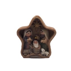 Capanna stella resina con Natività cm. 11,5