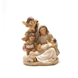 Madonna con bambino e angeli in resina cm. 14