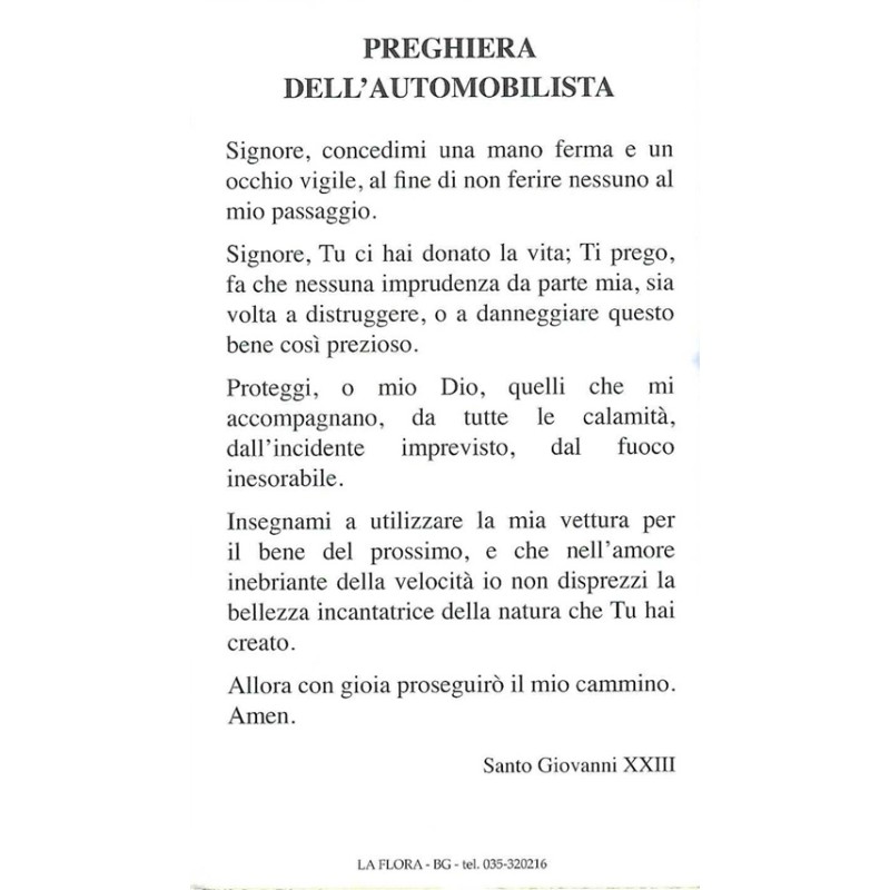 Ars S. Giovanni XXIII con preghiera automobilista (100 pz)