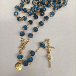 Rosario tipo pietra blu accoppigliato con cofanetto