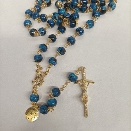 Rosario tipo pietra blu accoppigliato con cofanetto