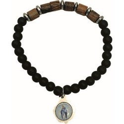 Braccialetto in legno e vetro legatura elastico