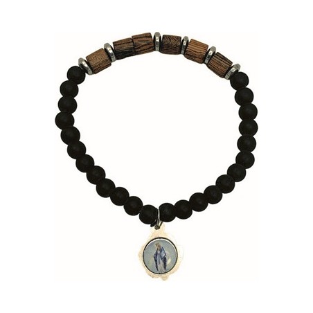 Braccialetto in legno e vetro legatura elastico