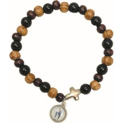 Braccialetto in legno e vetro legatura elastico misura uomo