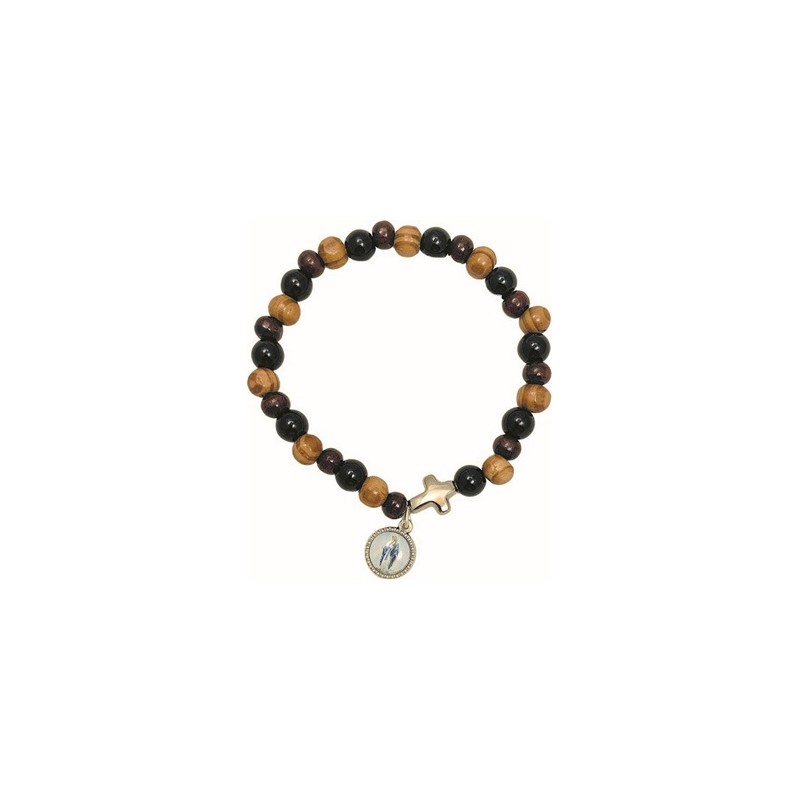 Braccialetto in legno e vetro legatura elastico misura uomo