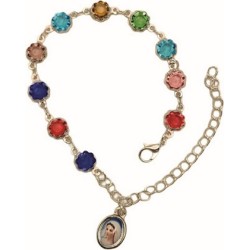 Braccialetto in metallo grano fiore con vetro colorato