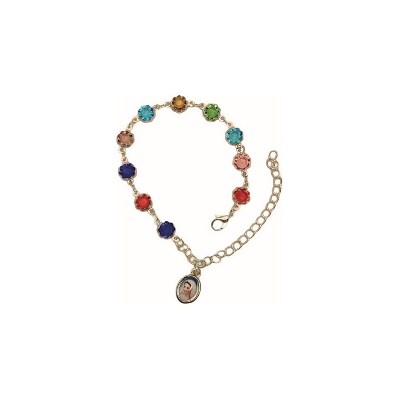 Braccialetto in metallo grano fiore con vetro colorato