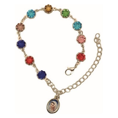 Braccialetto in metallo grano fiore con vetro colorato