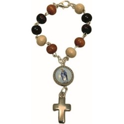 Decina rosario grani in legno mm. 7 con moschettone