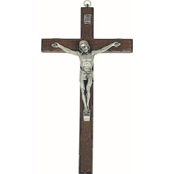 Croce in noce cm. 25 corpo metallo