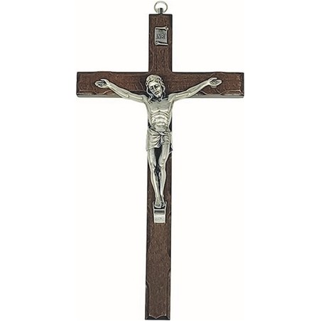 Croce in noce cm. 25 corpo metallo