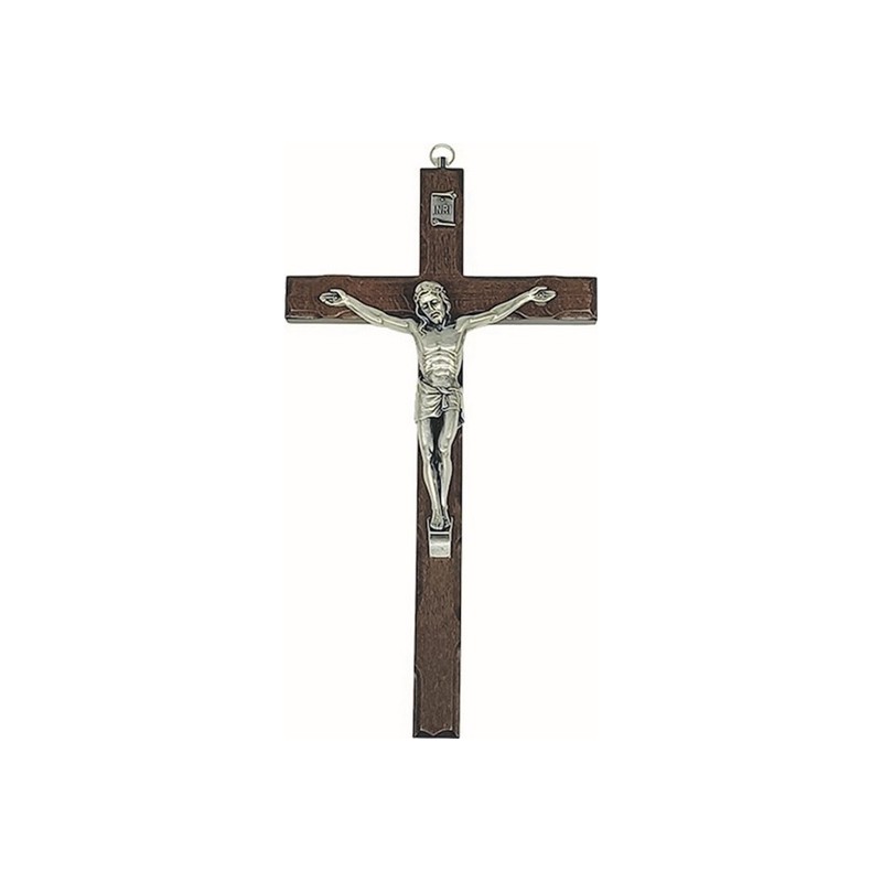 Croce in noce cm. 30 corpo metallo