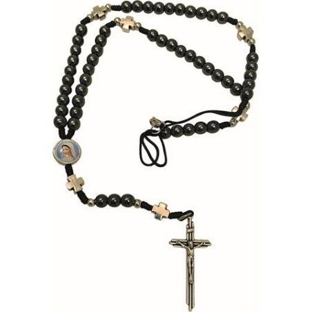 Rosario in ematite legatura corda grano mm. 6 con clip