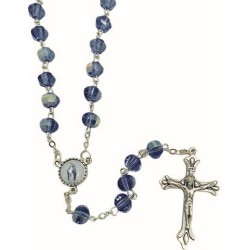 Rosario in mezzo cristallo grano mm. 8 con cofanetto