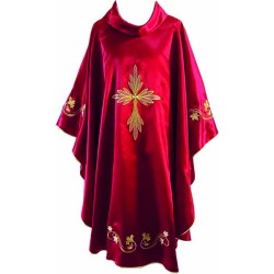 Casula in raso ricamata con filati oro e argento