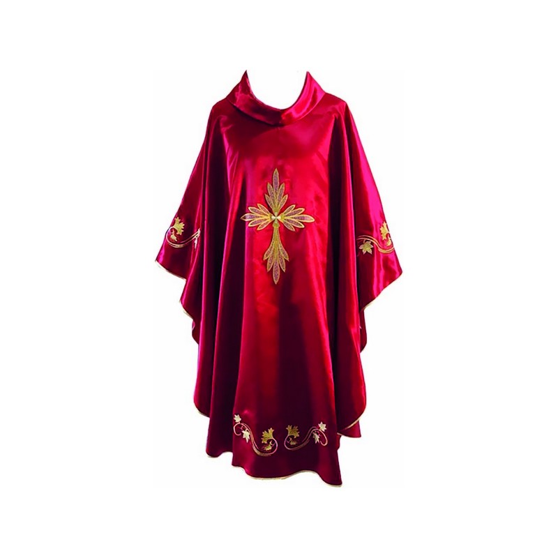 Casula in raso ricamata con filati oro e argento