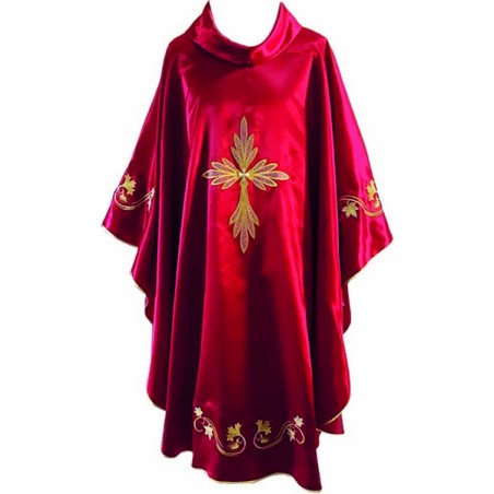 Casula in raso ricamata con filati oro e argento