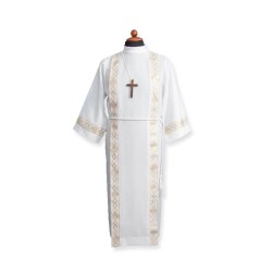 Tunica Prima Comunione con piegoni e bordo dorato solo davanti