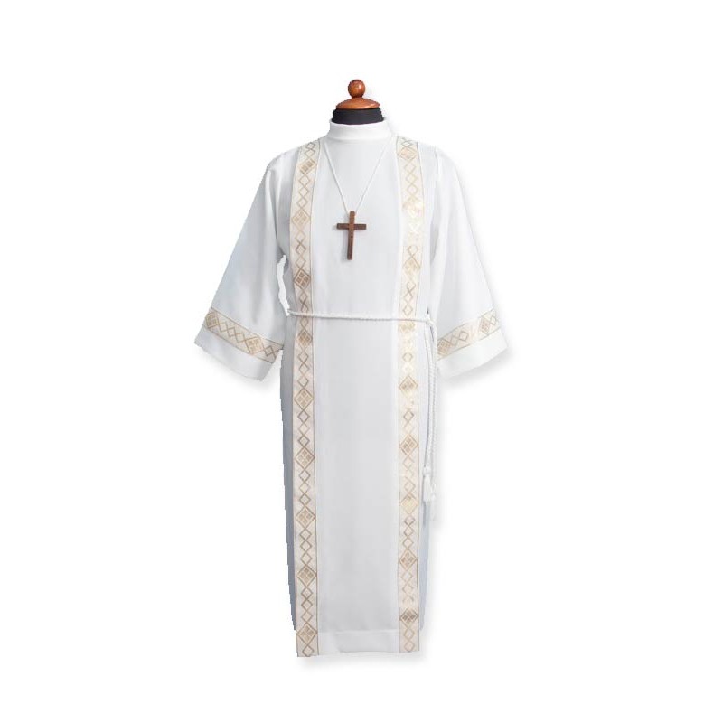 Tunica Prima Comunione con piegoni e bordo dorato solo davanti