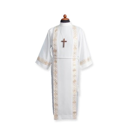 Tunica Prima Comunione con piegoni e bordo dorato solo davanti