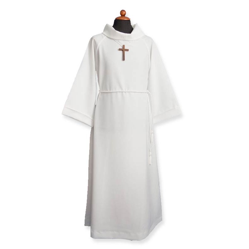 Tunica Prima Comunione bianca con finto cappuccio