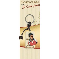 Portachiavi S. Carlo Acutis sagomato in legno