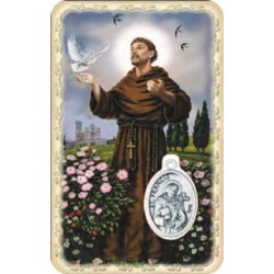 Pvc con medaglia e preghiera S. Francesco