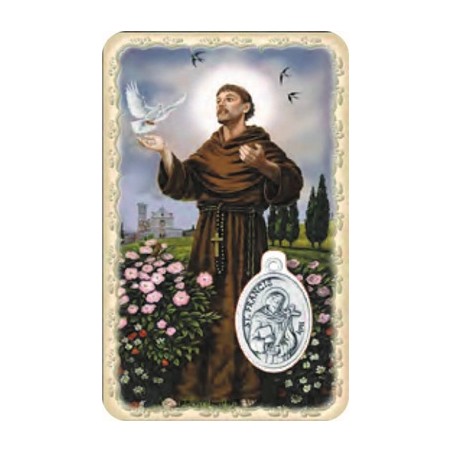 Pvc con medaglia e preghiera S. Francesco