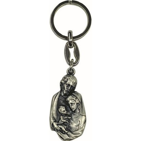 Portachiavi in metallo placca Sacra Famiglia