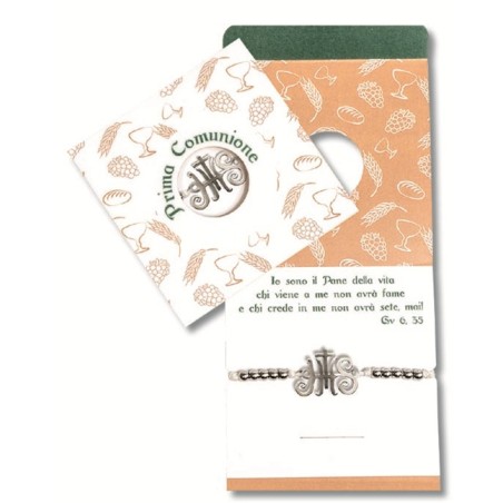 Confezione con bracciale in corda e metallo per Comunione