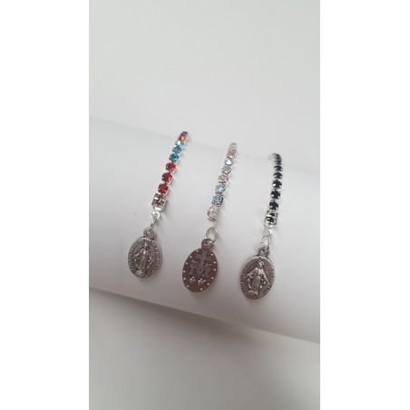 Bracciale "tennis" in cristallo con medaglia