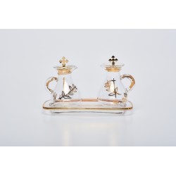 Ampolline con decoro su vassoio vetro