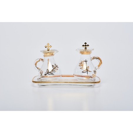 Ampolline con decoro su vassoio vetro