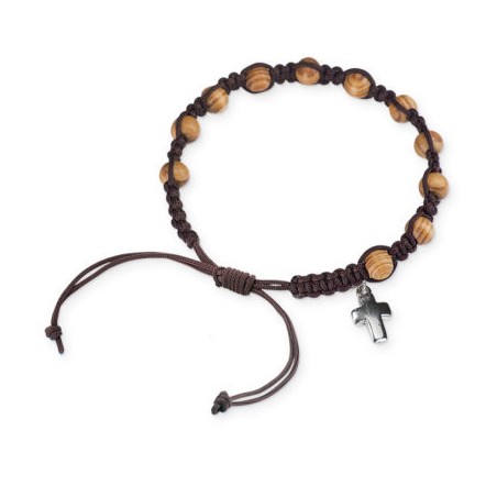 Bracciale in legno legatura corda con croce