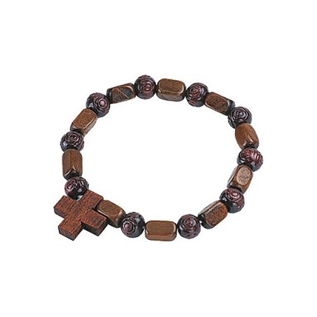 Bracciale in legno legatura elastico con croce