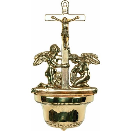 Acquasantiera ottone dorato alt. cm. 32