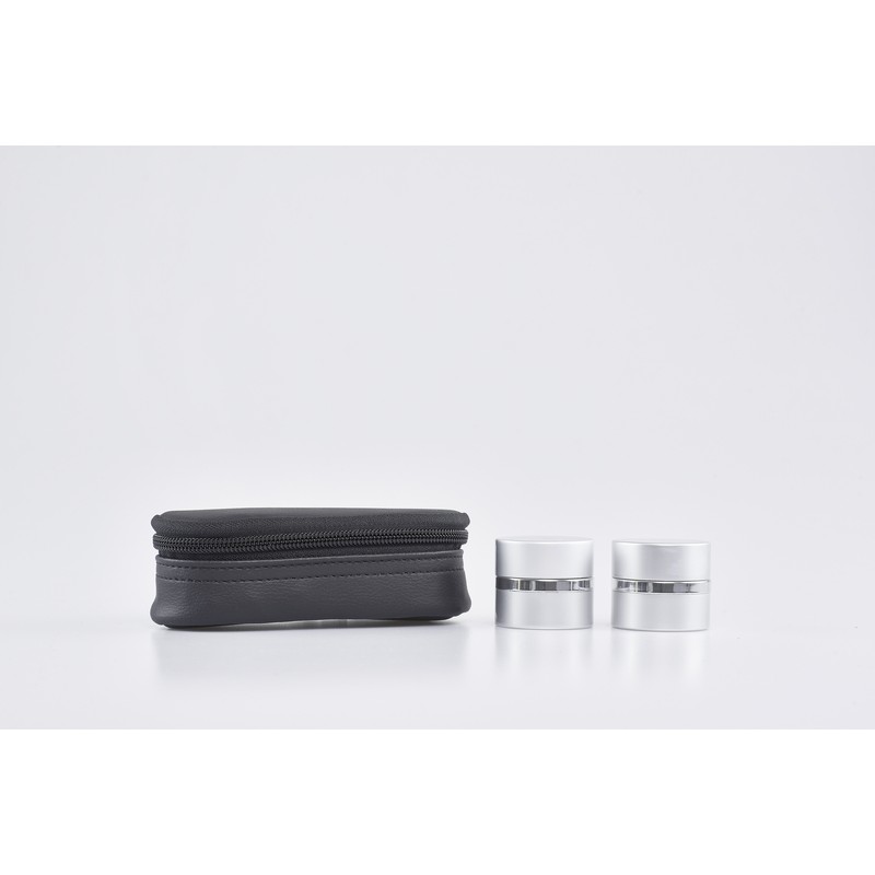 Astuccio con due vasetti oli santi alluminio